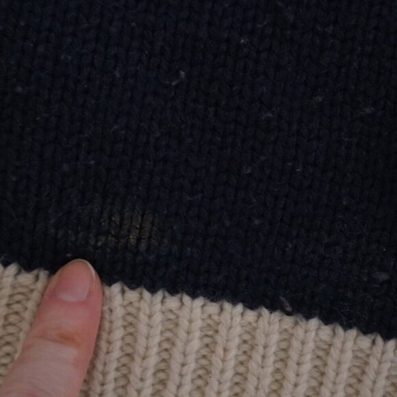 Roots Navy Red Cottagecore Knit 50% Wool Fisherman Fair Isle Crewneck Sweater XS - Picture 7 of 13